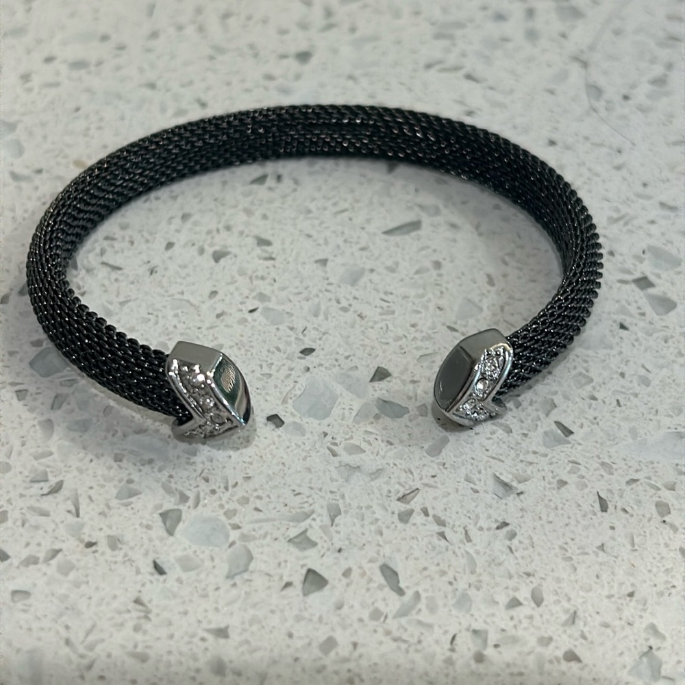 Skagen Stainless Steel Black Mesh Cuff Bracelet